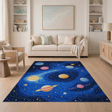 Vibrant Cosmic Planets Kids Area Rug