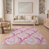 Swirling Pink Abstract Area Rug