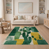 Abstract Green Cactus Area Rug
