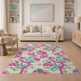 Playful Pink Fruit Ladybug Pattern Rug