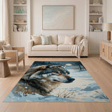 ODIKA Majestic Wolf in Snowy Forest Washable Area Rug - Low Pile & Non-Slip
