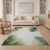 Watercolor Green Palm Fronds Area Rug