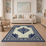 Ornate Navy Medallion Persian Area Rug