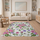 Pink Whimsical Pink Floral Pattern Area Rug