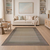 Beige Geometric Circles Area Rug