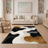 Abstract Area Abstract Brown Wave Area Rug