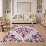 Pink Blush Pink Floral Medallion Area Rug