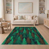Green Pine Forest Area Rug