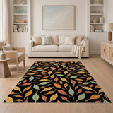 Fall Leaves on Black Area Rug
