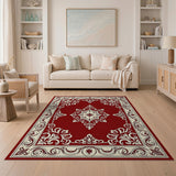 Traditional Persian Ornate Red Persian Area Rug with Floral Medallion