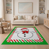 Festive Cartoon Snowman Kids Area Rug