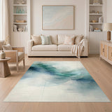 Blue Teal Abstract Flow Area Rug