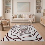 Swirling Rose Line Art Area Rug