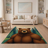 Majestic Grizzly Bear in Pine Forest Rug