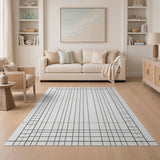 Intricate Black White Grid Geometric Area Rug