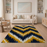Navy Mustard Zigzag Southwestern Rug