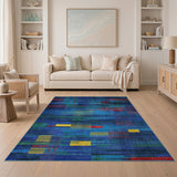 Blue and Teal Abstract Blue Teal Geometric Abstract Area Rug