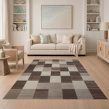 Geometric Modern Neutral Geometric Patchwork Area Rug