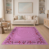 Pink Holly Berry Spiral Maze Area Rug