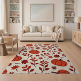 Fruit Pattern Orange Orange Pumpkin Harvest Pattern Area Rug