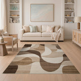 Modern Abstract Brown Tan Area Rug