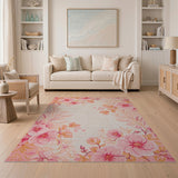 Blush Pink Blush Pink Peony Floral Area Rug