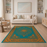 Teal Sunburst Medallion Persian Area Rug