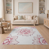 Vintage Pink Dahlia Floral Area Rug