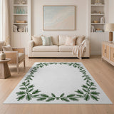 Evergreen Pine Branch Border Area Rug