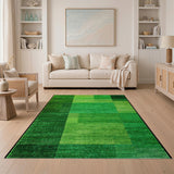 Green Vibrant Green Patchwork Geometric Area Rug