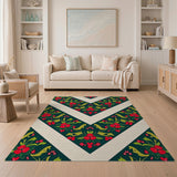 Red Floral Zigzag Area Rug