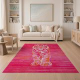 Bold Pink Tiger Stripe Area Rug