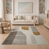 Abstract Beige Grey Woven Area Rug