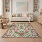 Vintage Pink Peony Floral Vintage Area Rug