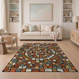 Distressed Mosaic Circle Area Rug