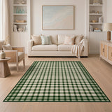 Green Gingham Check Farmhouse Area Rug