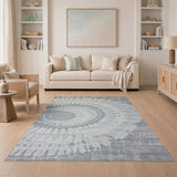 Swirling Grey Abstract Grey Area Rug