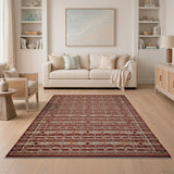 Rust Red Geometric Woven Area Rug