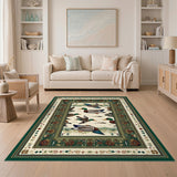 Green Mallard Duck Floral Vintage Area Rug