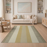 Beige and Neutral Beige Striped Woven Geometric Area Rug