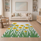 Sunny Yellow Daisy Meadow Area Rug