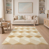 Beige Geometric Diamond Geometric Modern Area Rug