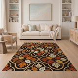 Geometric Autumn Maple Leaf Area Rug