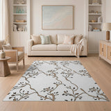 Delicate Beige Vine Floral Area Rug