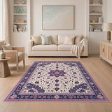 Pink Persian Floral Medallion Traditional Persian Area Rug