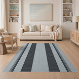 Black and White Bold Black Gray Vertical Stripe Area Rug