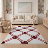 Red Black Geometric Plaid Area Rug
