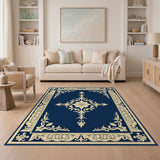 Floral Vintage Navy Blue Floral Vintage Area Rug