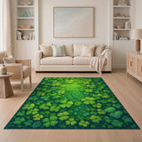 Green Floral Vintage Lush Green Shamrock Clover Area Rug