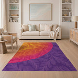 Vibrant Fern Leaf Gradient Area Rug